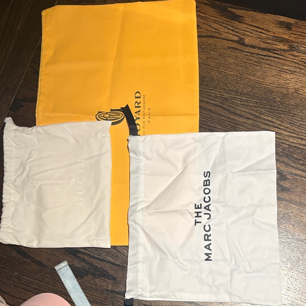 Goyard, Gucci, and Marc Jacobs Dust Bags